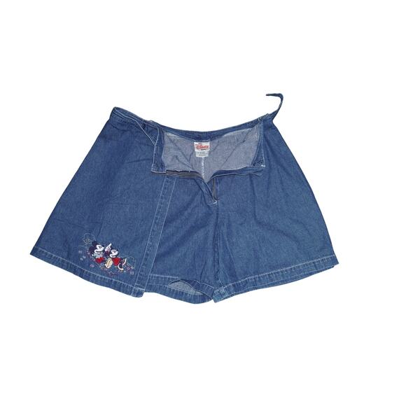 Vintage 90s Disney Store Mickey & Minnie Embroidered Denim Skort – Women’s Small - Picture 3 of 10